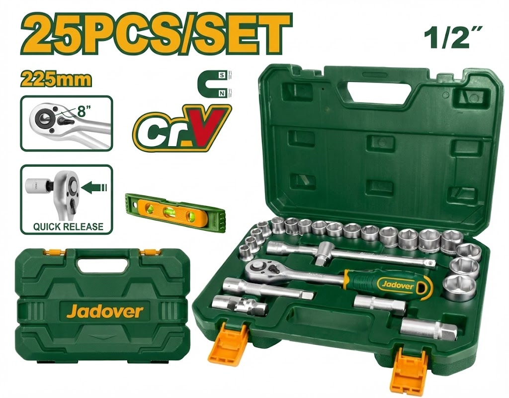 Bộ 25 Chi Tiết Tay Vặn Đầu Tuýp 1/2 Inch JDST2D25 – Bộ Khẩu Sửa Chữa Cơ Khí, Tháo Lắp Bu Lông Ốc Vít Chuyên Dụng