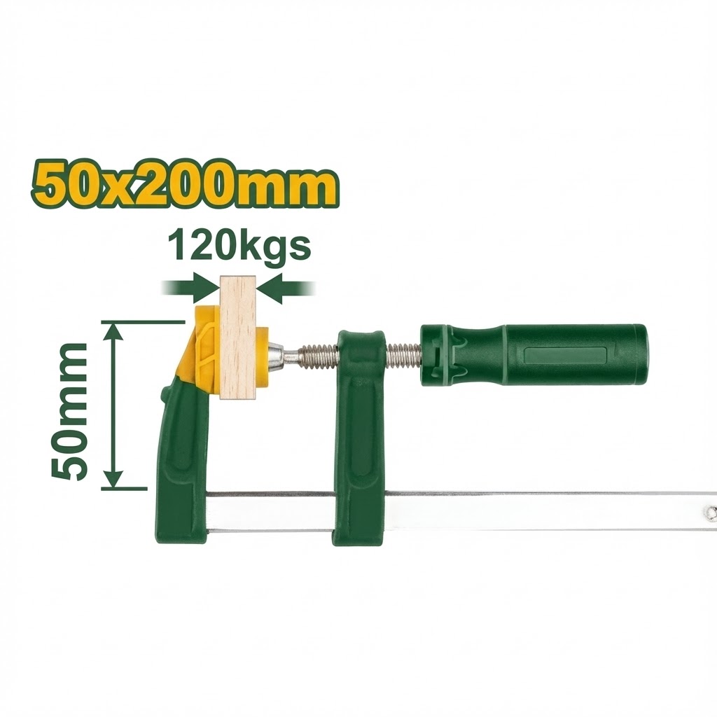 Kẹp Chữ F 50x200mm JDCP2152 Chính Hãng – Kẹp Gỗ Kẹp Sắt Chắc Chắn – Dụng Cụ Cơ Khí Gia Đình